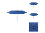 Vidaxl Ombrellone Con Luci Led E Asta In Metallo 400 Cm Azzurro - Ombrelloni E Tende Da Sole