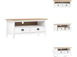 Vidaxl Mobile Tv Hill White 110X40X47 Cm In Legno Di Pino Massiccio - Mobili Tv