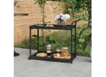 The Living Store Carrello Bar Nero 100X45X83 Cm Poly Rattan