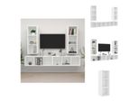 Vidaxl Mobili Tv A Parete 4 Pz. Materiale Bianco A Base Di Legno - Mobili Tv