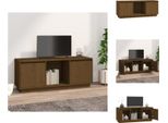 Mobile Tv Vidaxl Miele Marrone 110,5X35X44 Cm In Legno Di Pino Massiccio - Mobili Tv