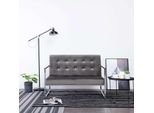 The Living Store Divano A 2 Posti Con Braccioli In Velluto E Cromo Grigio Scuro