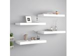 The Living Store Mensole Galleggianti Da Parete 4 Pz. Mdf Bianco 50X23X3,8Cm