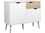 Credenza Napoli Con 1 Cassetto E 2 Ante Bianco/Rovere.
