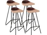 The Living Store Sgabelli Da Bar 4 Pezzi. Vera Pelle Marrone