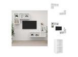 Vidaxl Mobili Tv A Parete 4 Pz. Materiale Bianco A Base Di Legno - Mobili Tv