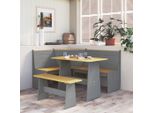 Maison Exclusive - Set Da Pranzo 3Pz Reine Marrone Ambra E Grigio In Legno Di Pino