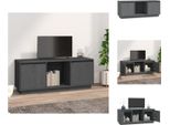 Mobile Tv Vidaxl Grigio 110,5X35X44 Cm In Legno Di Pino Massiccio - Mobili Tv