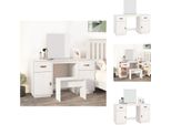 Vidaxl Tavolino Da Toilette Con Specchio In Pino Massiccio Bianco - Tavolini Da Toilette