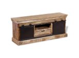 The Living Store Mobile Tv A 2 Ante Scorrevoli In Legno Massiccio Di Mango 110X30X45 Cm