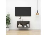 The Living Store Parete Tv Grigio Lucido 37X37X72 Cm Materiale Legno