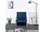 The Living Store Poltrona Con Piedi Cromati In Velluto Blu