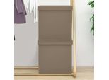The Living Store Sgabello Con Contenitore 2 Pz. Pvc Marrone Cappuccino