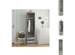 Vidaxl Armadio Cassetti Grigio Cemento 50X50X200Cm Materiale Legno - Armadi