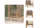 Vidaxl Poltrona Da Giardino Con Cuscino Taupe In Bambù - Elementi Per Divani Da Giardino