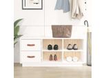 The Living Store Panca Per Scarpe Bianca 100X34X45 Cm In Legno Di Pino Massiccio