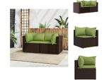Vidaxl Divani Da Giardino Ad Angolo Con Cuscini 2 Pz. Poli Rattan Marrone - Divani Da Giardino