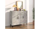 The Living Store Credenza Cemento Grigio 90X34X80 Cm Materiale Legno