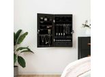 The Living Store Armadio Portagioie Con Specchio A Parete Nero 37,5X10X67 Cm