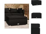 Vidaxl Sgabello Da Giardino Con Cuscino Nero 70X70X30 Cm In Poly Rattan - Elementi Per Divani Da Giardino