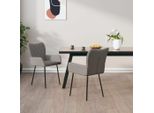 The Living Store Sedie Da Pranzo 2 Pezzi. Tessuto Grigio Chiaro