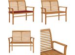 Vidaxl Panca Da Giardino Con Cuscino Rosso Vino 112 Cm In Legno Massiccio Di Teak - Panca Da Giardino - Panca Da Giardino - Panca Da Patio - Panche Da Patio