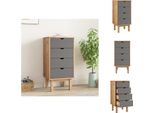 Vidaxl Cassettiera Otta Brown&Grey 46X39,5X90 Cm In Legno Massiccio - Cassettiere
