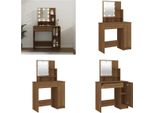 Vidaxl Tavolino Da Toilette Con Led In Rovere Marrone 86,5X35X136 Cm - Tavolino Da Toilette - Tavolino Da Trucco - Tavolino Da Cosmesi - Tavolino Da Toilette