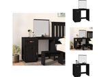 Vidaxl Tavolino Da Toilette Nero 95X50X134 Cm In Legno Di Pino Massiccio - Tavolini Da Toilette