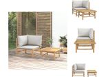 Vidaxl Set Salotto Da Giardino 2 Pezzi Grigio Chiaro Cuscini Bambù - Elementi Divano Da Giardino