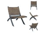 Vidaxl Sedia Relax Grigio Naturale In Rattan Kubu E Legno Massiccio Di Mogano - Poltrona