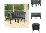 Vidaxl Sedie Da Giardino Ad Angolo Con Cuscini 2 Pezzi In Poly Rattan Nero E Grigio - Elementi Per Divani Da Giardino