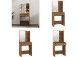 Vidaxl Tavolino Da Toilette Con Led Look Rovere Marrone 60X40X140 Cm - Tavolino Da Toilette - Tavolino Da Trucco - Tavolino Per Cosmetici - Tavolino Da Toilette