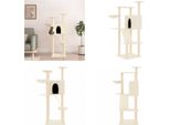 Vidaxl Graffiatoio Con Tiragraffi In Sisal Crema 143 Cm - Graffiatoio - Alberi Da Graffio - Torre Per Gatti - Mobili Per Gatti