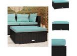 Vidaxl Sgabello Da Giardino Con Cuscino Nero 70X70X30 Cm In Poly Rattan - Elementi Per Divani Da Giardino