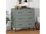 The Living Store Credenza Oslo Con 3 Cassetti Grigio 77X40X79,5 Cm In Legno Massiccio
