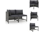 Vidaxl Set Di Divani Da Giardino 2 Pezzi Con Cuscini In Poly Rattan Grigio - Elementi Per Divani Da Giardino