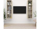 The Living Store Pareti Tv 2 Pezzi In Legno Rovere Sonoma