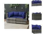 Vidaxl Divani Da Giardino Ad Angolo Con Cuscini 2 Pz. Rattan Grigio - Divani Da Giardino