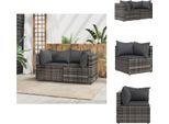 Vidaxl Divani Da Giardino Ad Angolo Con Cuscini 2 Pz. Rattan Grigio - Divani Da Giardino