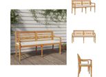 Vidaxl Panca Batavia Con Cuscini 150 Cm In Teak Massiccio - Panche Da Giardino
