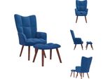 Vidaxl Poltrona Relax Con Sgabello In Velluto Blu - Poltrona