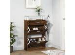 The Living Store Scarpiera In Rovere Fumé 63X24X104 Cm Materiale Legno