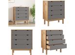 Vidaxl Cassettiera Otta Brown&Grey 76,5X39,5X90 Cm In Legno Massiccio - Cassettiera - Cassettiere - Cassettiera - Cassettiera - Cassettone