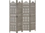 Vidaxl 4 Pezzi Divisorio Camera Intagliato A Mano Grigio 160×165 Cm Legno Di Mango - Divisorio Camera - Divisorio Camera Intagliato A Mano - Divisori Camera - Divisori Camera