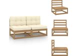 Vidaxl Divani Da Giardino Con Cuscini Crema 2 Pz. Legno Di Pino Massiccio - Elementi Per Divani Da Giardino