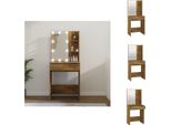 Vidaxl Tavolino Da Toilette Con Led In Rovere Fumé 60X40X140 Cm - Tavolini Da Toilette
