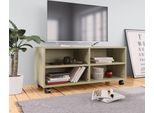 The Living Store Mobile Tv Con Rotelle Rovere Sonoma 90X35X35 Cm Materiale In Legno