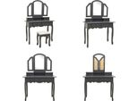 Vidaxl Set Tavolo Da Toilette Con Sgabello Grigio 100X40X146 Cm In Legno Di Paulownia - Tavolo Da Toilette - Tavoli Da Toilette - Set Tavolo Da Toilette - Set Tavolo Da Toilette