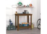 The Living Store Banco Da Lavoro Marrone Miele 80X50X80 Cm In Legno Massiccio Di Pino
